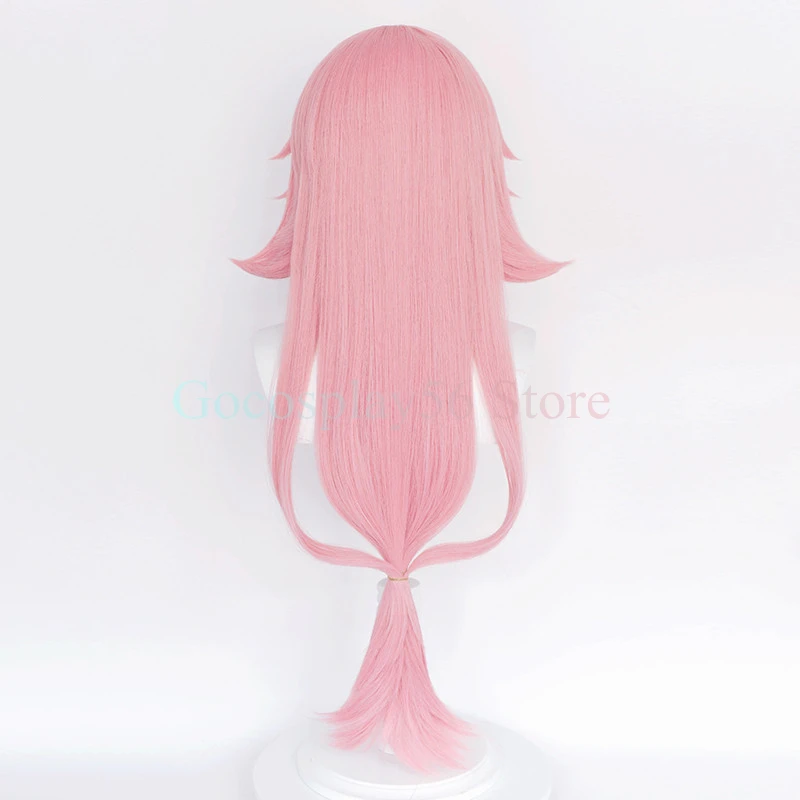 Genshin ударопрочный Косплей Yae Miko Wig Project Celestia Длинный розовый прямой конский хвост