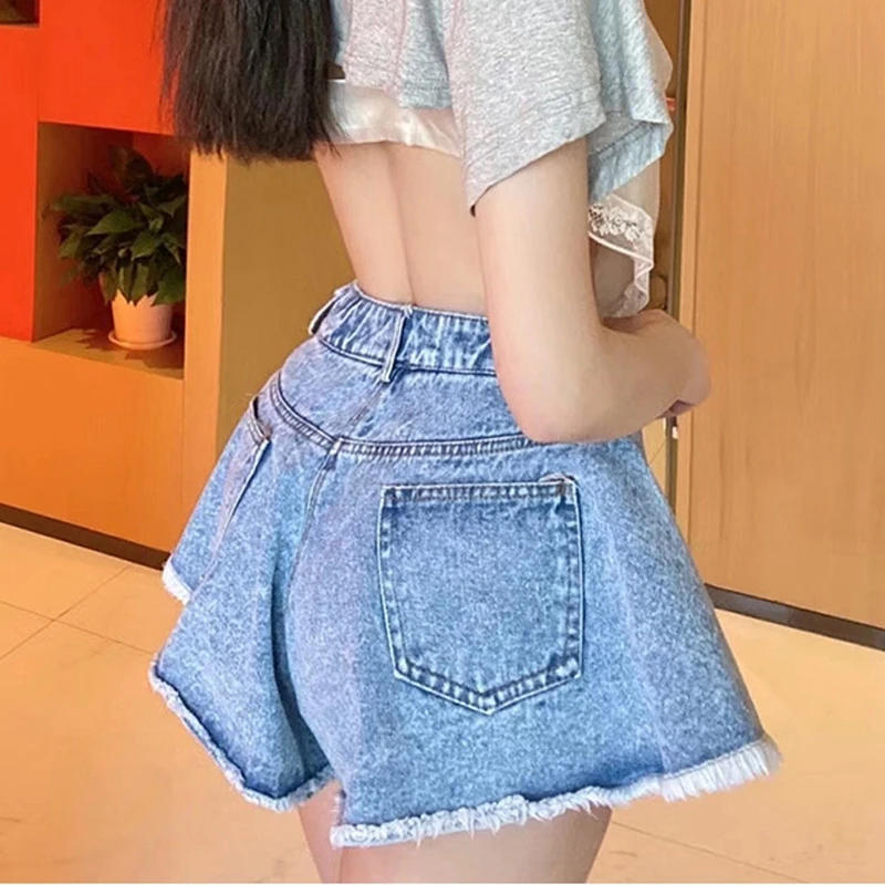 Винтажные женские сексуальные расклешенные джинсовые шорты 2020 летние модные с