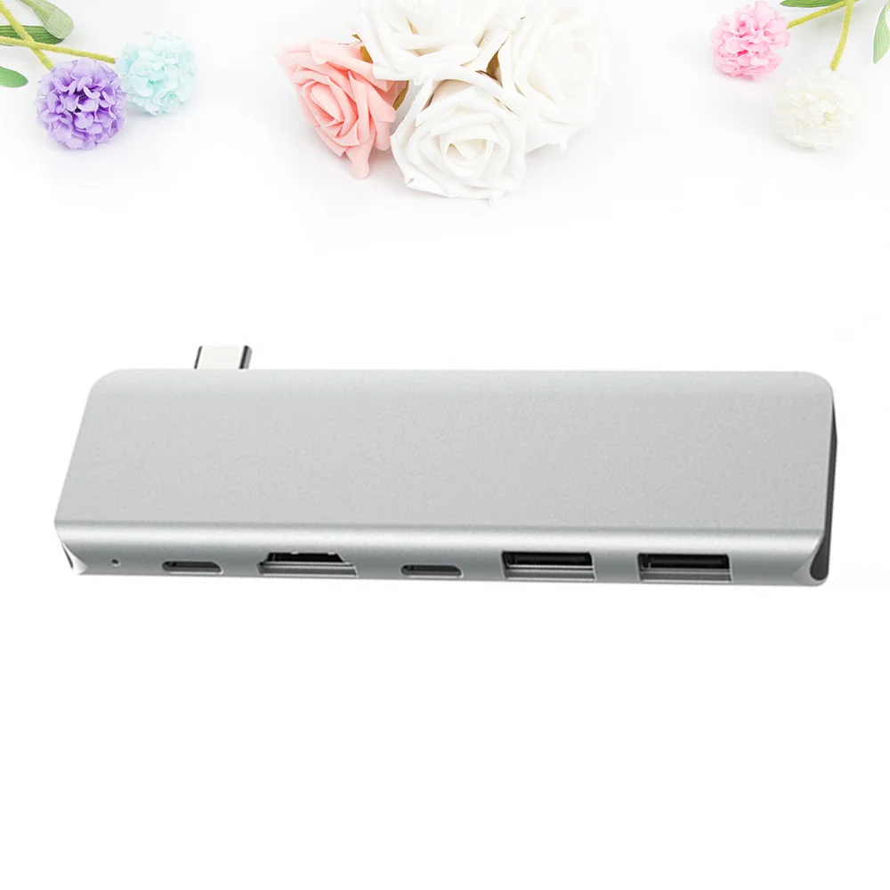 

Type-c HUB Multi-function Hub 5 in 1 Type Adapter SD/TF Reader PD Port LAN Audio Adapter Silver (4K 30hz 5Port)