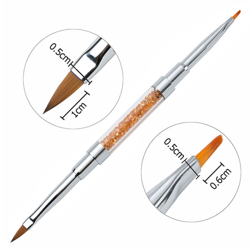 2 насадки для ногтей УФ-гель кристальная ручка плоская рисования кисть карандаш