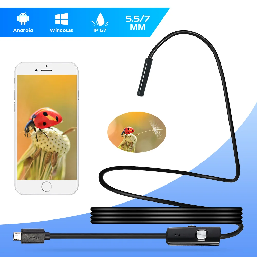 Fuers 2 м 1 5 мм 7 эндоскопа Камера Водонепроницаемый инспекциионный бороскоп мягкий