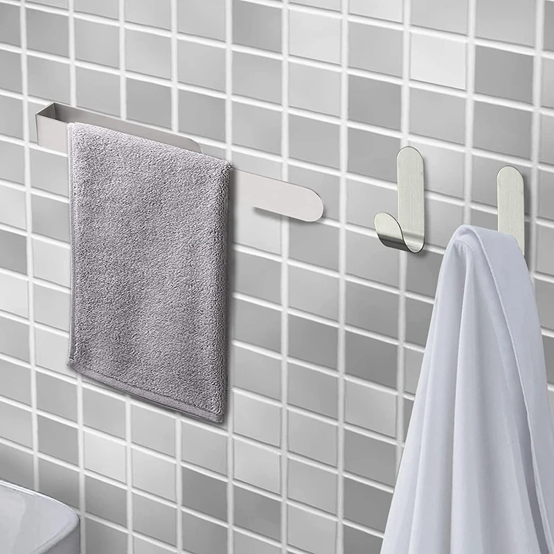 

Bathroom Hardware Set 304 Thicken Stainless Steel- Towel Rack Set No Punching, No Glue,15 Inch Towel Bar+5 Hook Bathroom