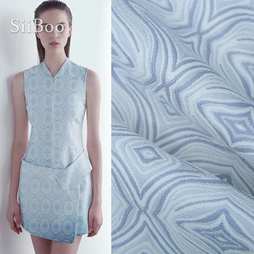 

Женская жаккардовая ткань, серого и синего цвета, с геометрическим рисунком, в Звездном стиле, лето/осень, блейзер, платье tecido telas SP6059