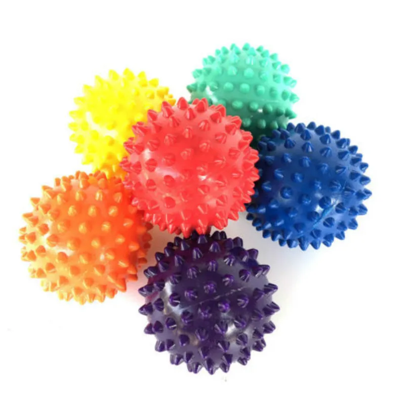 

7.5CM 6 Color Fitness PVC Hand Massage Ball PVC Soles Hedgehog Sensory Training Grip the Ball Portable Physiotherapy Ball