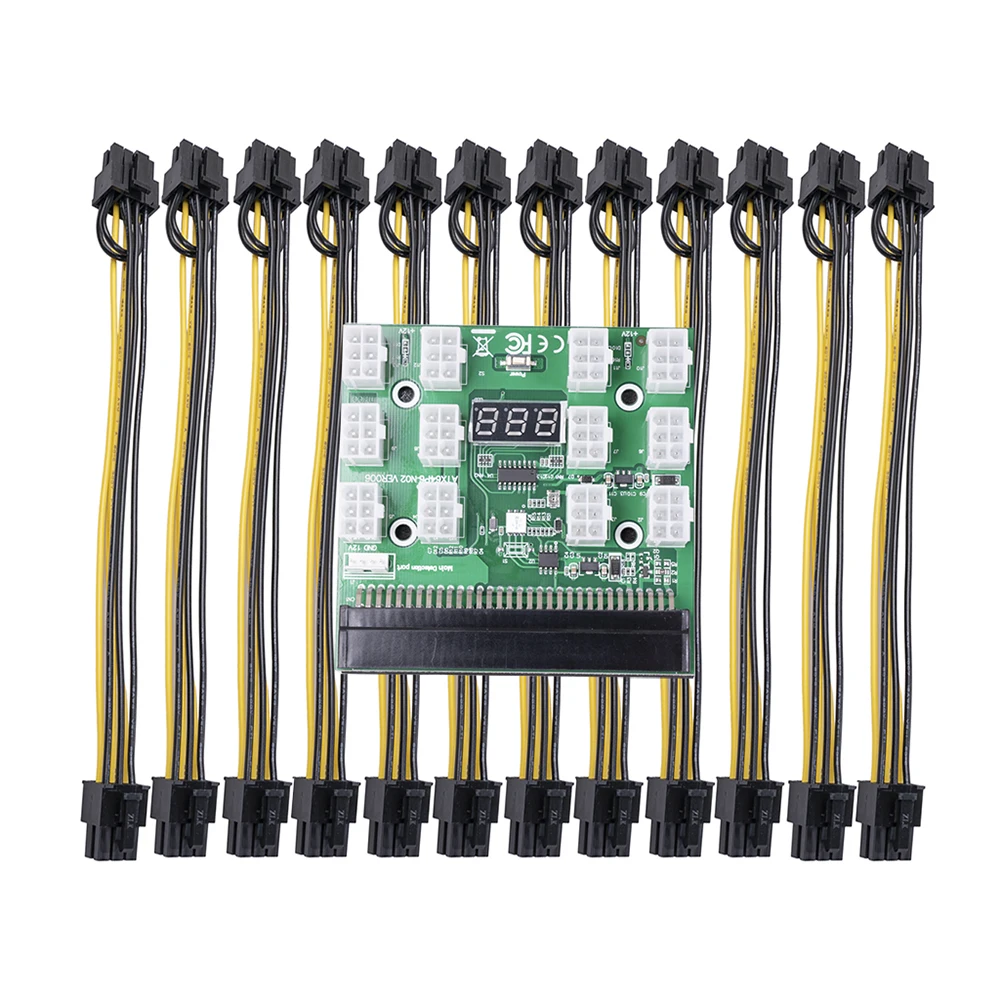 

Breakout Board For HP 1200W 750W GPU PSU Power Module Server Card Conversion + 12pcs 6Pin To 6+2 8Pin Power Cable for BTC Mining