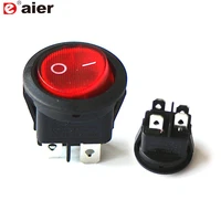 5pcs 1224220v round rocker switch 20mm 4 pin onoff dpst latching led lighted on car push button switches transparent red