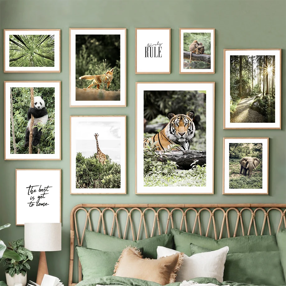 

Tiger Panda Elephant Giraffe PhotoPainting Wall Art Canvas Nordic Posters And Prints Animal Wall Pictures For Living Room Decor