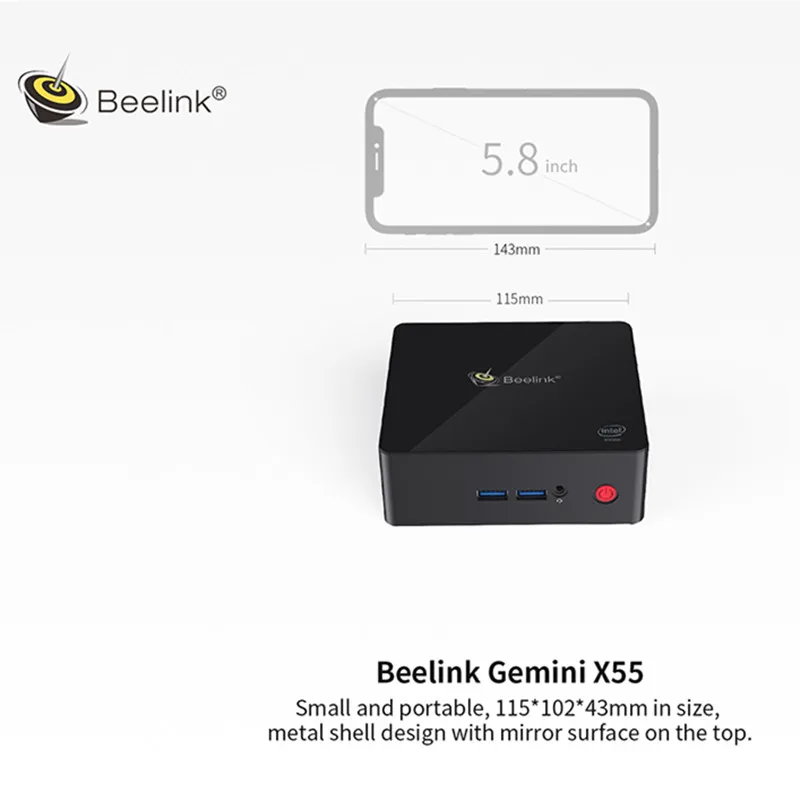 Beelink Gemini X55 Мини ПК J5005 Windows 10 8 Гб LPDDR4 256/512 ГБ 2 4 ГГц + Wi Fi 5 WI FI * HDMI BT4.0 Поддержка и