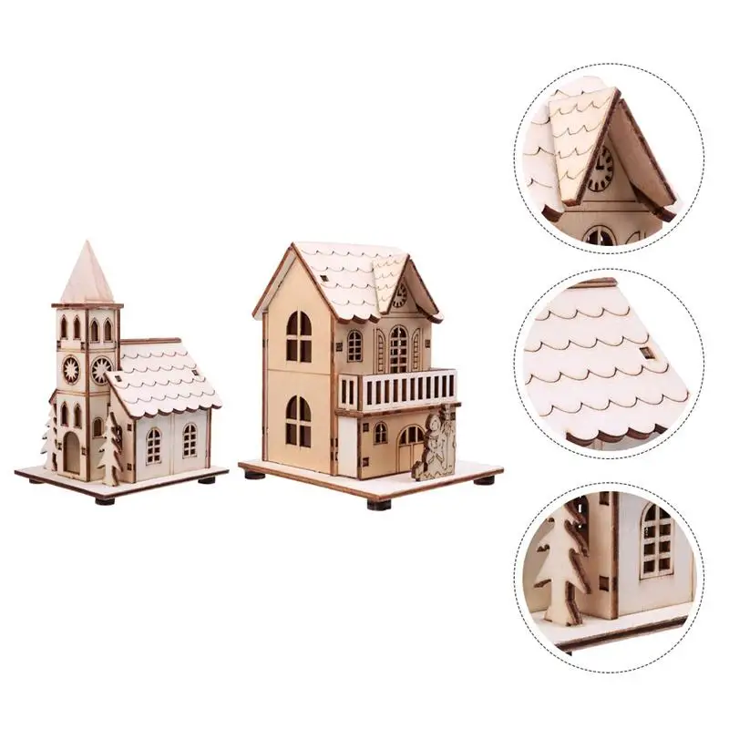 

2pcs Luminous Cottage Decor Xmas Desktop Ornaments Tabletop Decorations