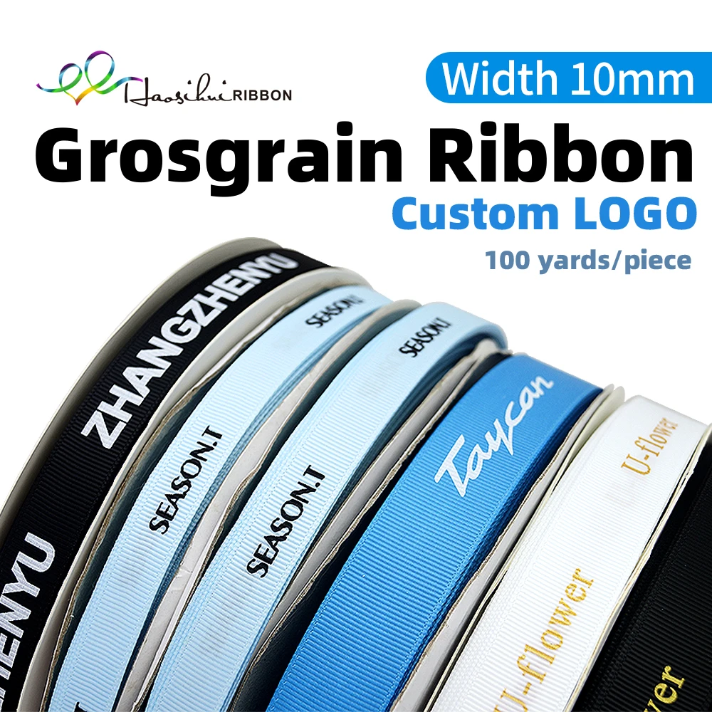 Лента HAOSIHUI шириной 10 мм с принтом под заказ бант ручной работы и подарочная
