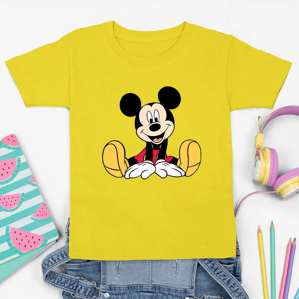 Kids Boys T-shirts Baby Cute Mickey Mouse Tops Children Short Sleeve Streetwear 3 to 12 Years Harajuku Boy Girl T Shirts Disney