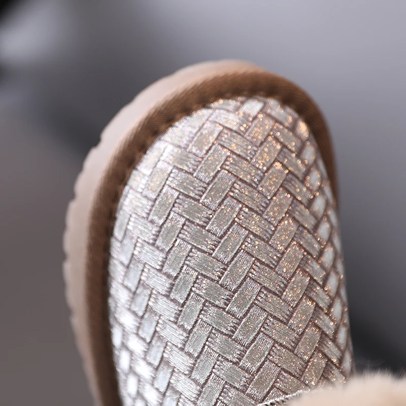 Зима 2021 детская обувь Chaussure с кроличьей шерстью блестками для девочек на
