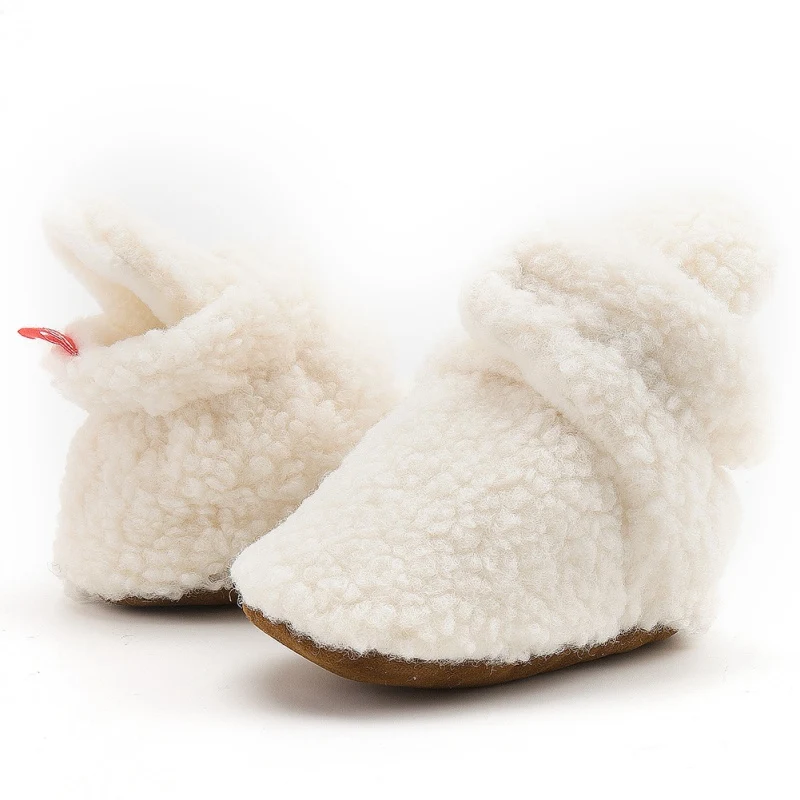 

2021 Newborn Baby Boy Girl Soft-Soled Toddler Boots Coral Fleece Warm Crib Shoes Infant First Walking Shoes