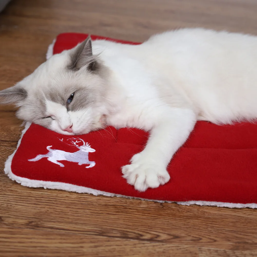

Pet Dog Warm Soft Bed Blanket Christmas Cat Sleeping Mat Cushion Sofa Winter Warming Puppy Matress Deer Pattern
