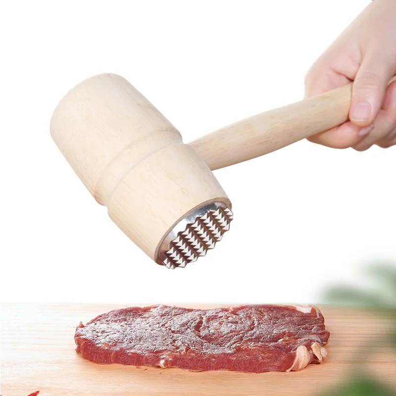 

YUSOTAN meet tender hammer double sides available no paint no wax no staining natural solid wood cooking tool steak beef hammer