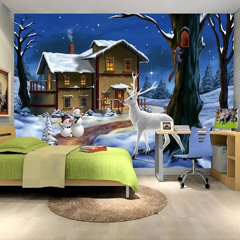 Пользовательские 3D фото обои для детской комнаты мультфильм снеговик фотообои