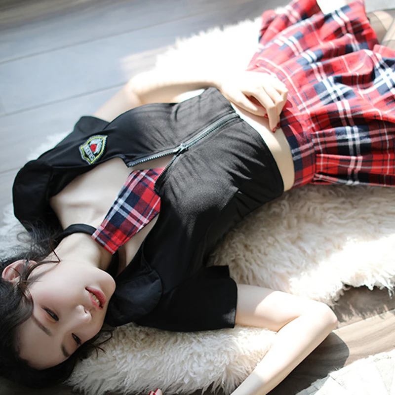 Топ + юбка чулок Галстук для ролевых игр униформа косплей школа Эротическое