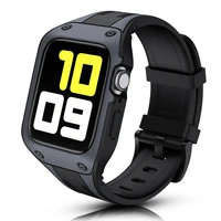 protective case with soft strap for apple watch se series 6 5 4 3 44mm 42mm band tpu sport belt bumper for iwatch bracelet