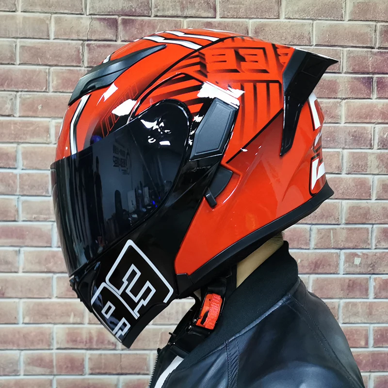 Мотоциклетный шлем с откидной крышкой и двойным объективом мотоциклетный для