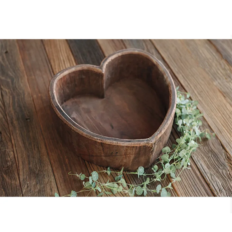 Newborn Photo Props 5 Colors Love Heart Bowl Baby Prop Chair Solid Wood Posing Basket Studio Bebe Fotografia Accesorios Boy | Детская