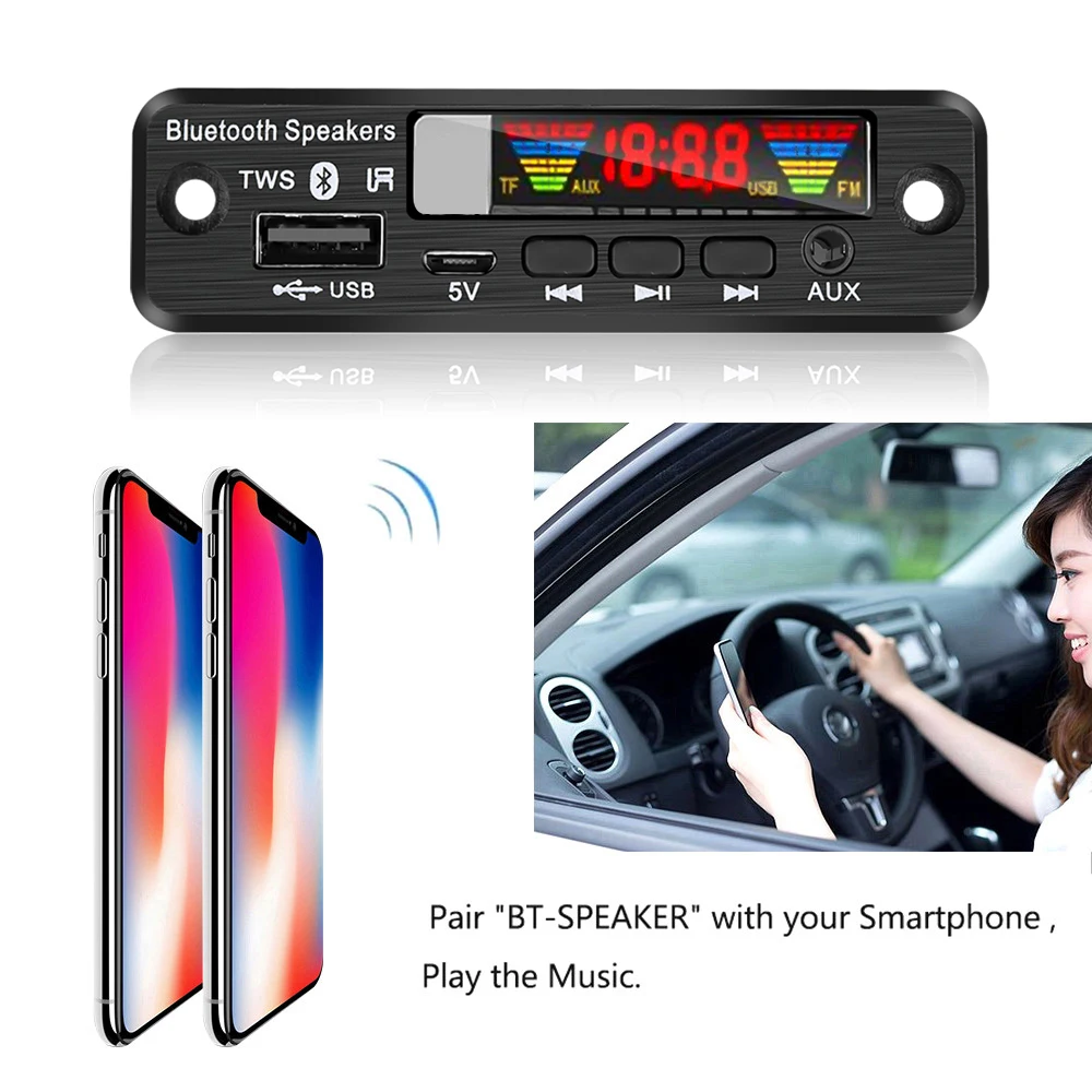 Color Screen 5V MP3 Decoder Board TWS Bluetooth 5.0 Wireless Audio Module Support APE USB AUX TF FM Radio For Car accessories |