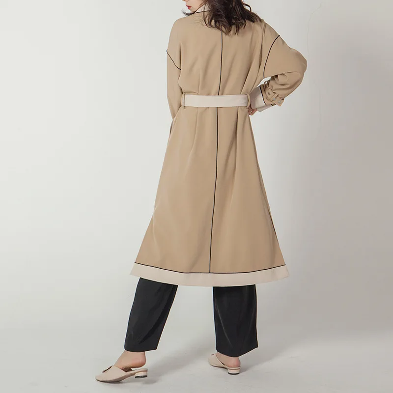 Подиумный дизайн модный женский длинный Тренч пальто с цельным однобортным