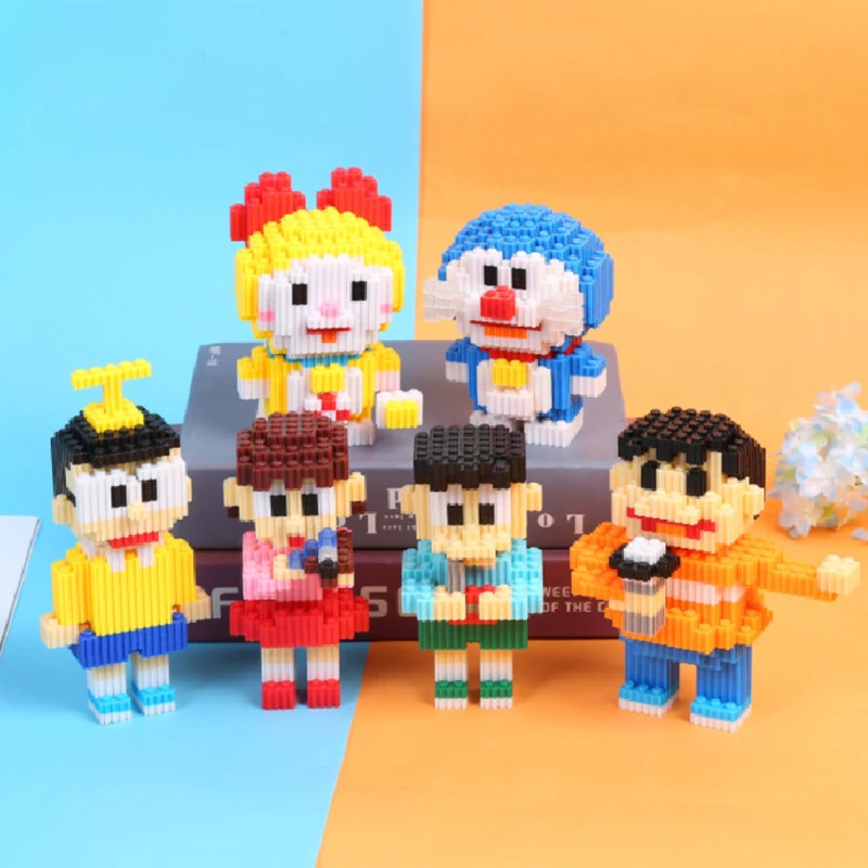 

Конструктор классический мультяшный персонаж 3D модель синий кот Робот животное Сделай Сам миниатюрный конструктор сборка игрушка подарок ...