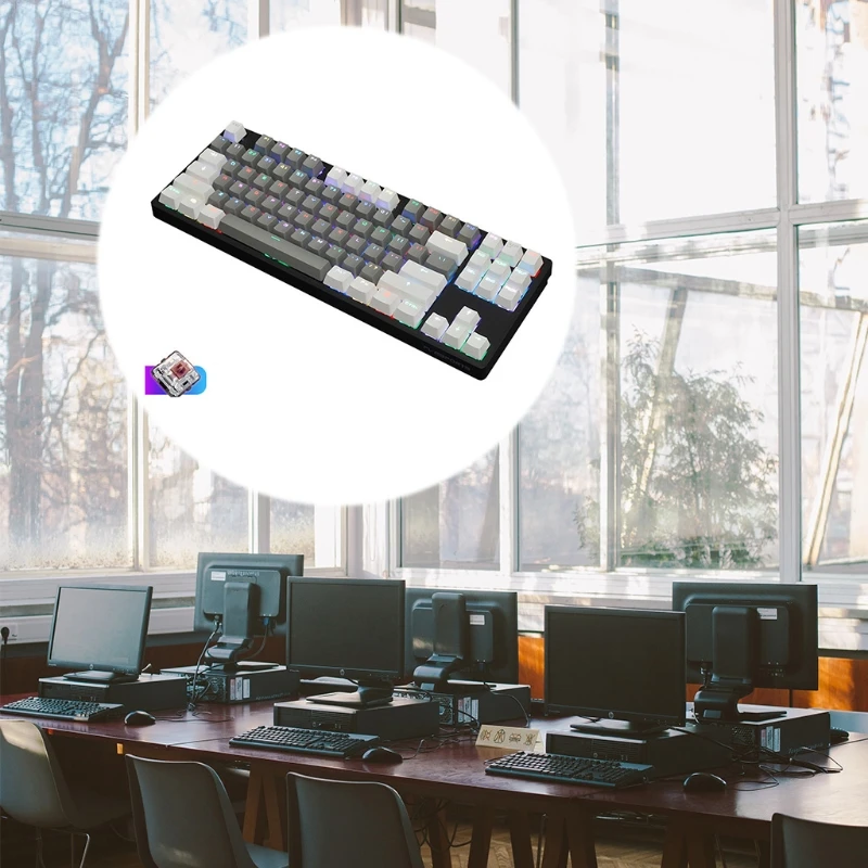 

Mini Keyboard Wired Bluetooth Wireless Dual Mode 87 Key RGB Mechanical Keyboard Kailh BOX Switch For Tablet Keyboard