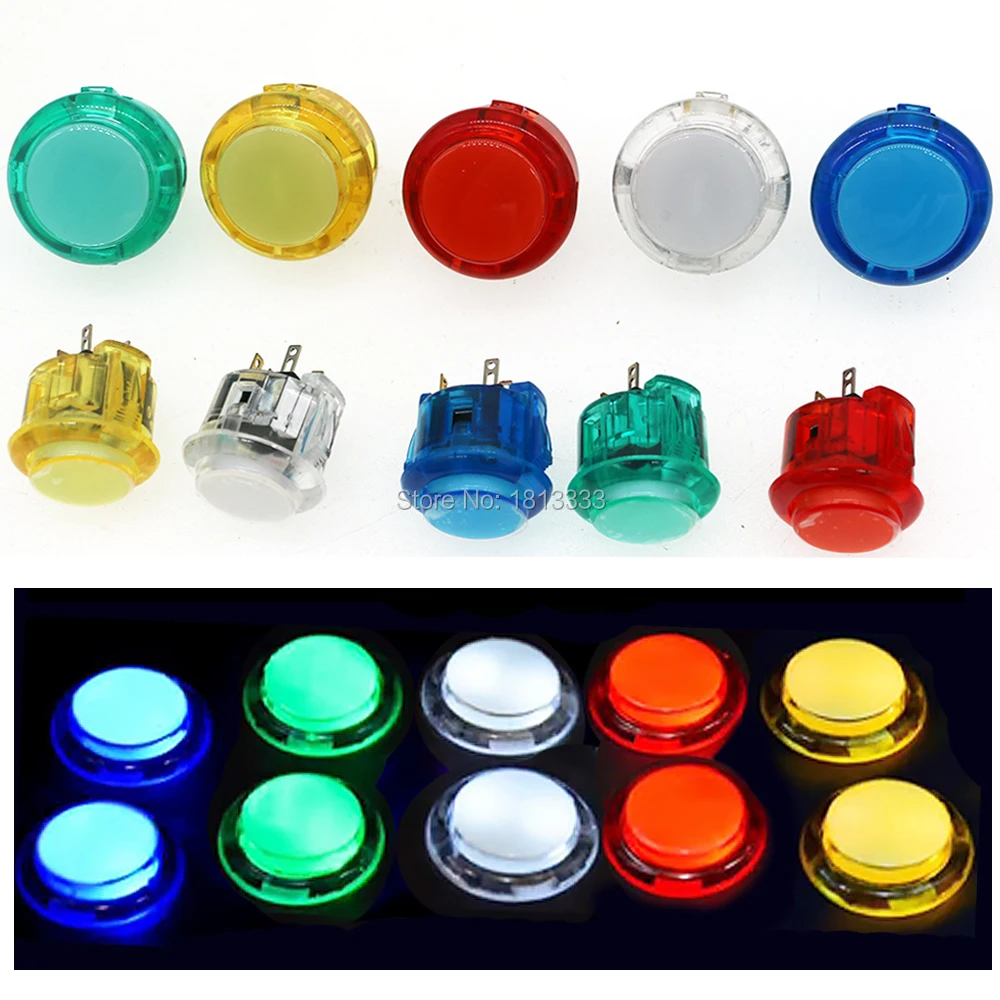 

10pcs 5V/12V Illuminated Push Button 24MM 30MM Light Buttons Copy SANWA OBSC For DIY Arcade Joytick Console Game MAachine