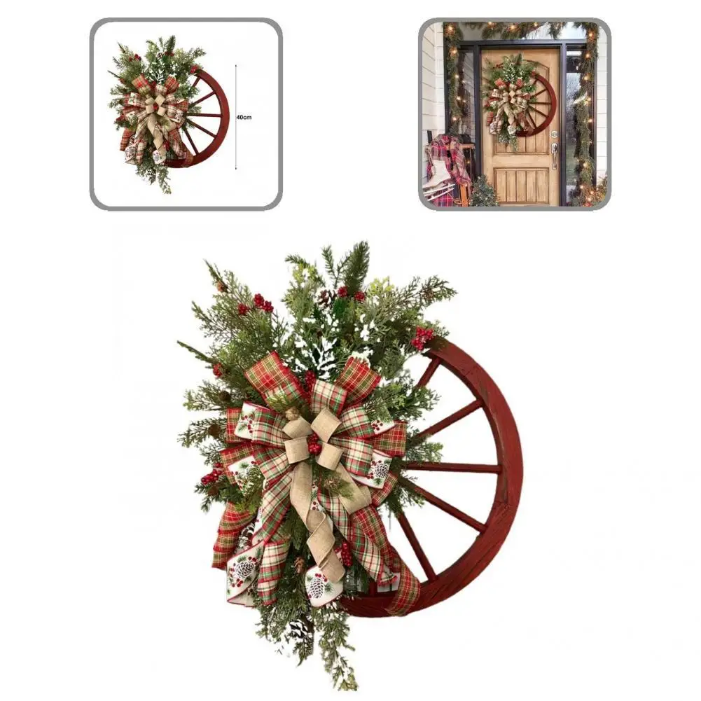 

Модный Рождественский дверной венок, изящный яркий широкий венок для фермерского дома, Рождественский венок