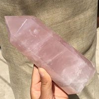 natural pink rose stone tower crystal wand energy heals