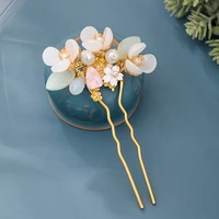 vintage hairpin forks hair jewelry for women handmade u shaped pearl flower hair stick bride wedding hair accessories jewelry