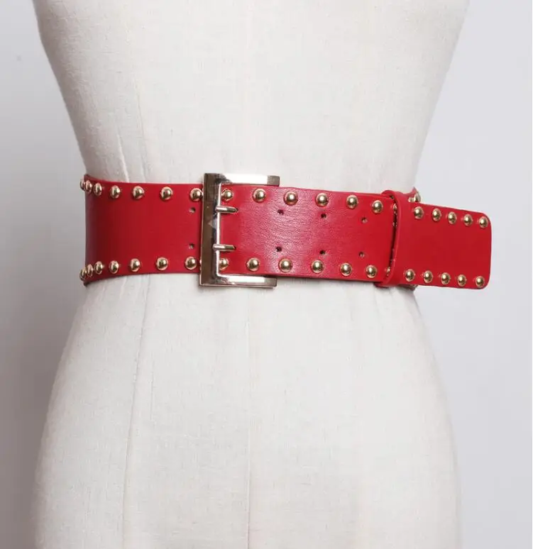 

Women's runway fashion rivet vintage pu leather punk Cummerbunds female Dress Corsets Waistband Belts decoration wide belt R1828