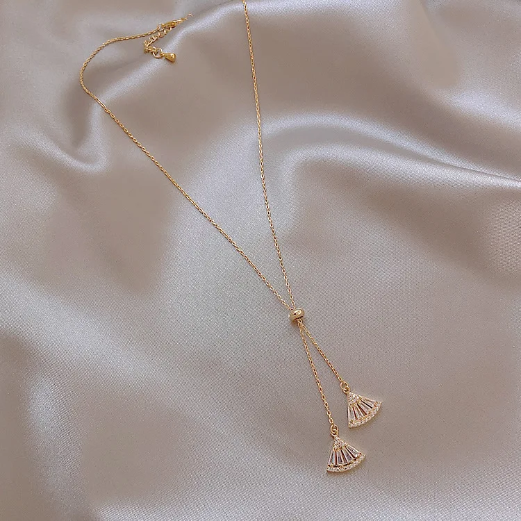 Женское геометрическое ожерелье с кристаллами элегантное классическое зеленое