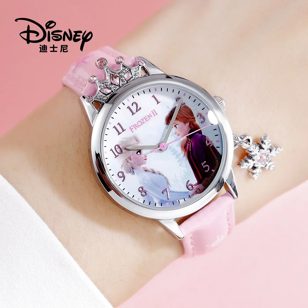 

Authentic Disney Frozen 2 Children's Watch Diamond Crown Princess Series Watch Snowflake Pendant Decoration Quartz Watch