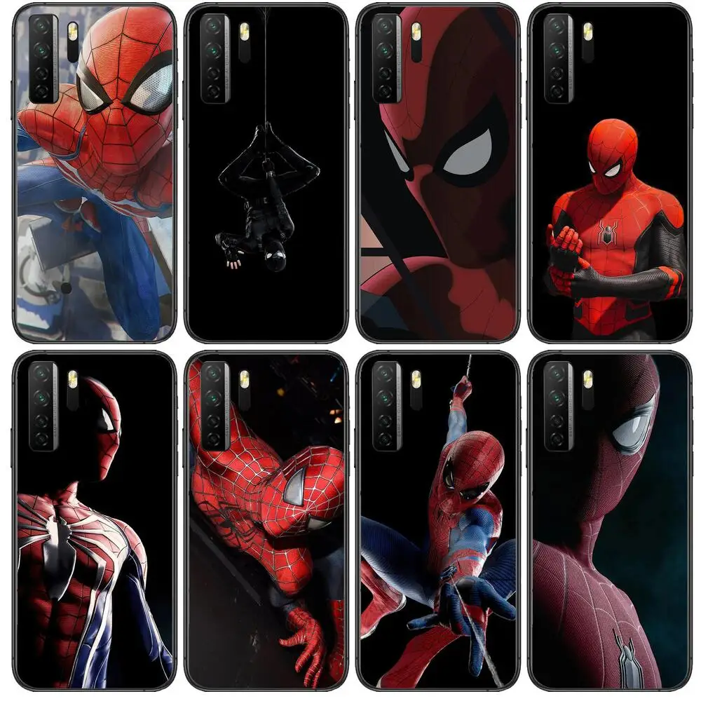 Роскошный черный мягкий чехол с изображением Человека-паука MARVEL пухом для Huawei Nova