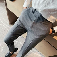 mens plaid business suit pants 2021 new mens fashion casual slim social pants formal office wedding banquet suit pants 28 38