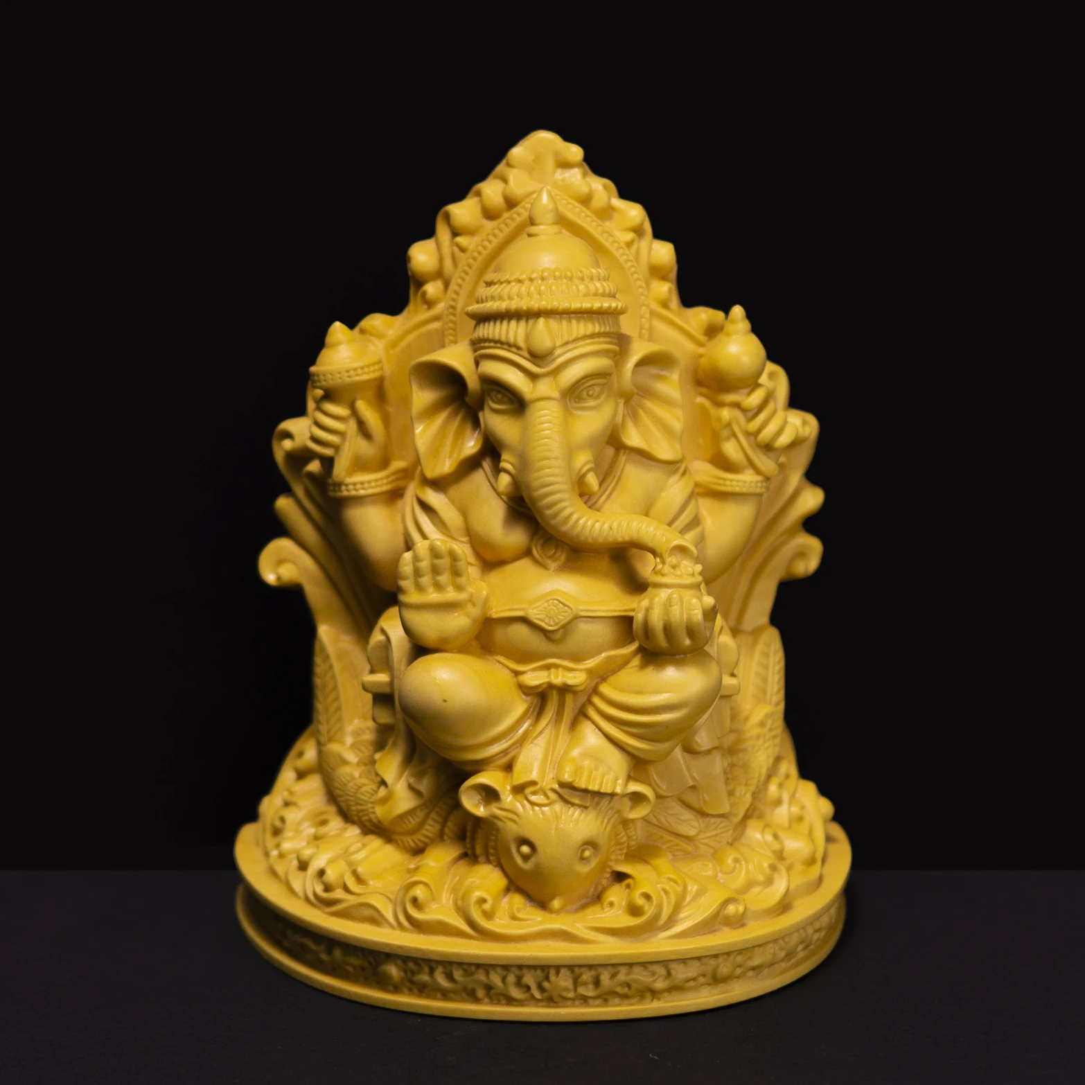XS371- 9*5.5*12 CM Elephant God Ganesha Boxwood Sculpture God of Wealth Statue Lucky Living Room Home Decor
