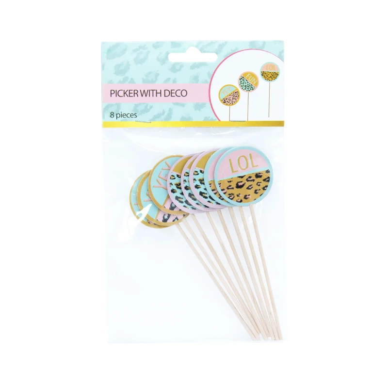 8 шт./32 шт. леопардовые деревянные палочки фруктовые кексы зубочистки закуски