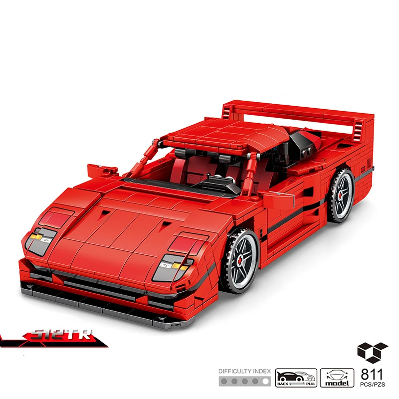 Конструктор MOC serise A8 F40 R34GT Модель гоночного автомобиля Наборы кубиков комплектов