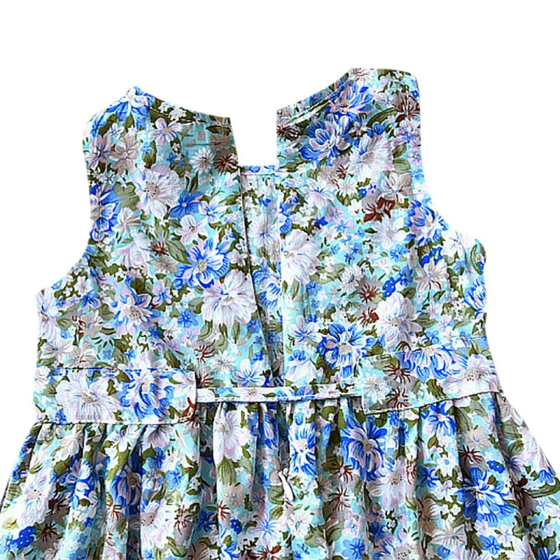 

Girls Clothes Set Summer Girls Cute Cartoon Floral Print Sleeveless Sweet Princess Dress+Hat 1-7Y Toddler Girl Clothes