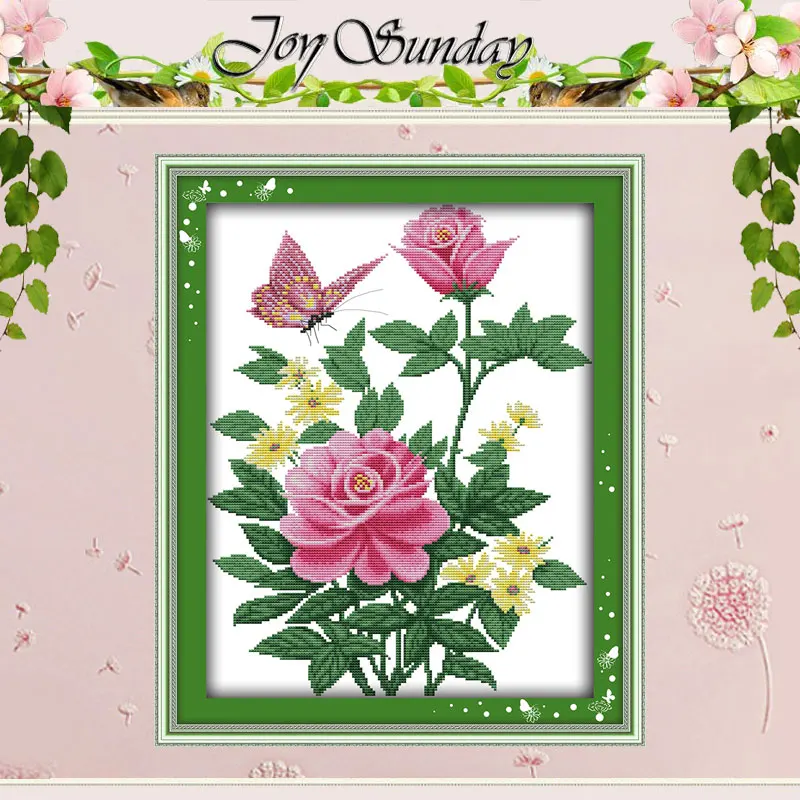 

Набор для вышивки крестиком 11CT 14CT, Набор для вышивки крестиком с розовыми и бабочками, оптовая продажа