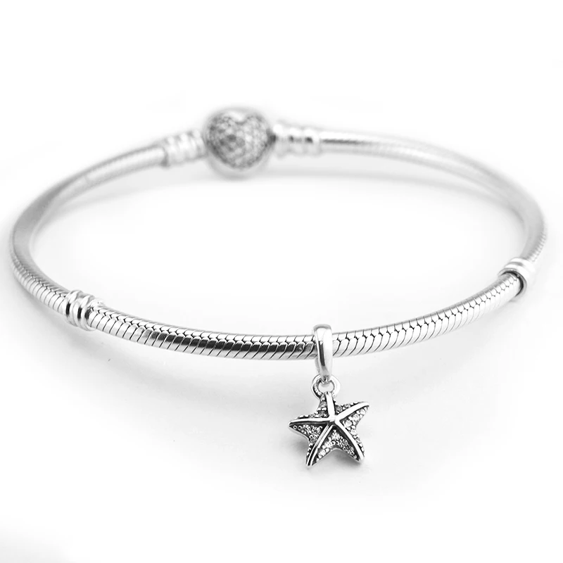 100% Стерлинговое Серебро 925 пробы тропическая Морская звезда болтающаяся