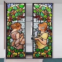 custom size window film stained glass films frosted privacy retro european church style colorful door sticker shower bathroom