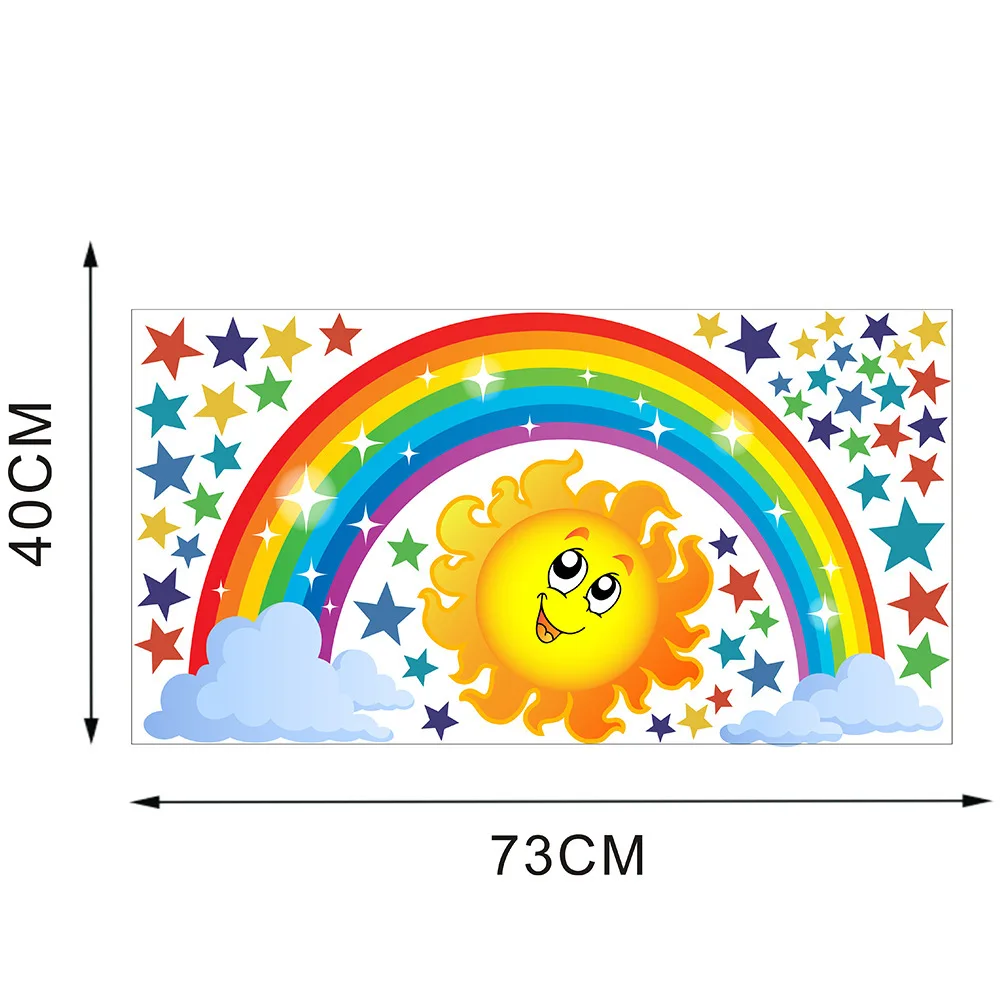 

2021 New Bohemia Big Rainbow Heart Wall Sticker For Kids Room Nursery Bedroom Vinyl DIY Self Adhesive Wallpaper Home Decor Decal