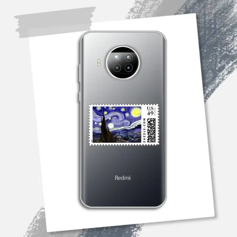 

Stamp retro painting Phone Case Transparent for Xiaomi Redmi note 10 t 8 9 pro lite 11
