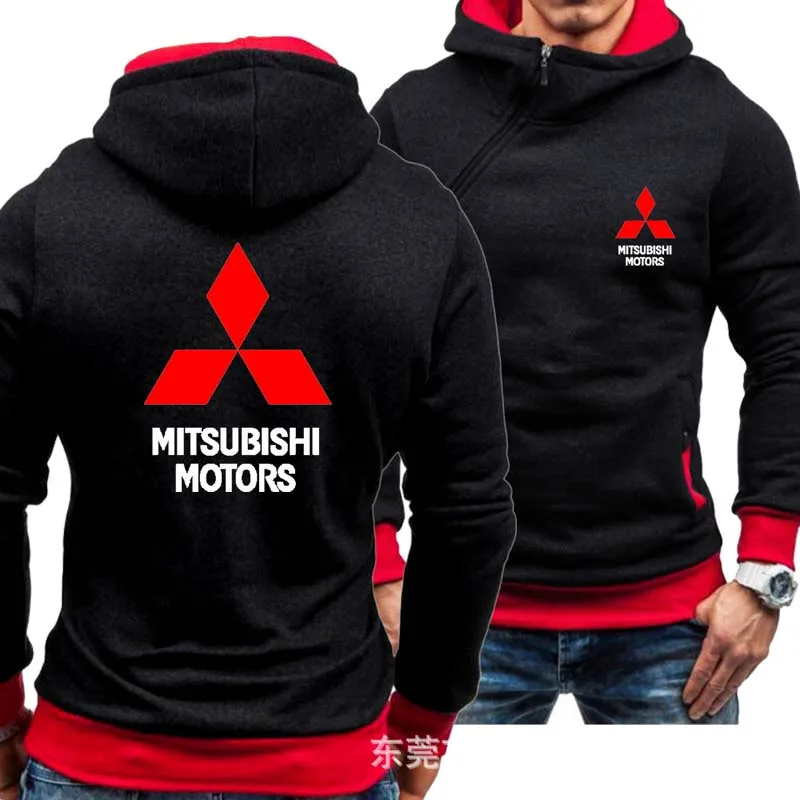 

Мужская толстовка с капюшоном, на молнии, с принтом логотипа автомобиля MITSUBISHI, весна-осень 2021