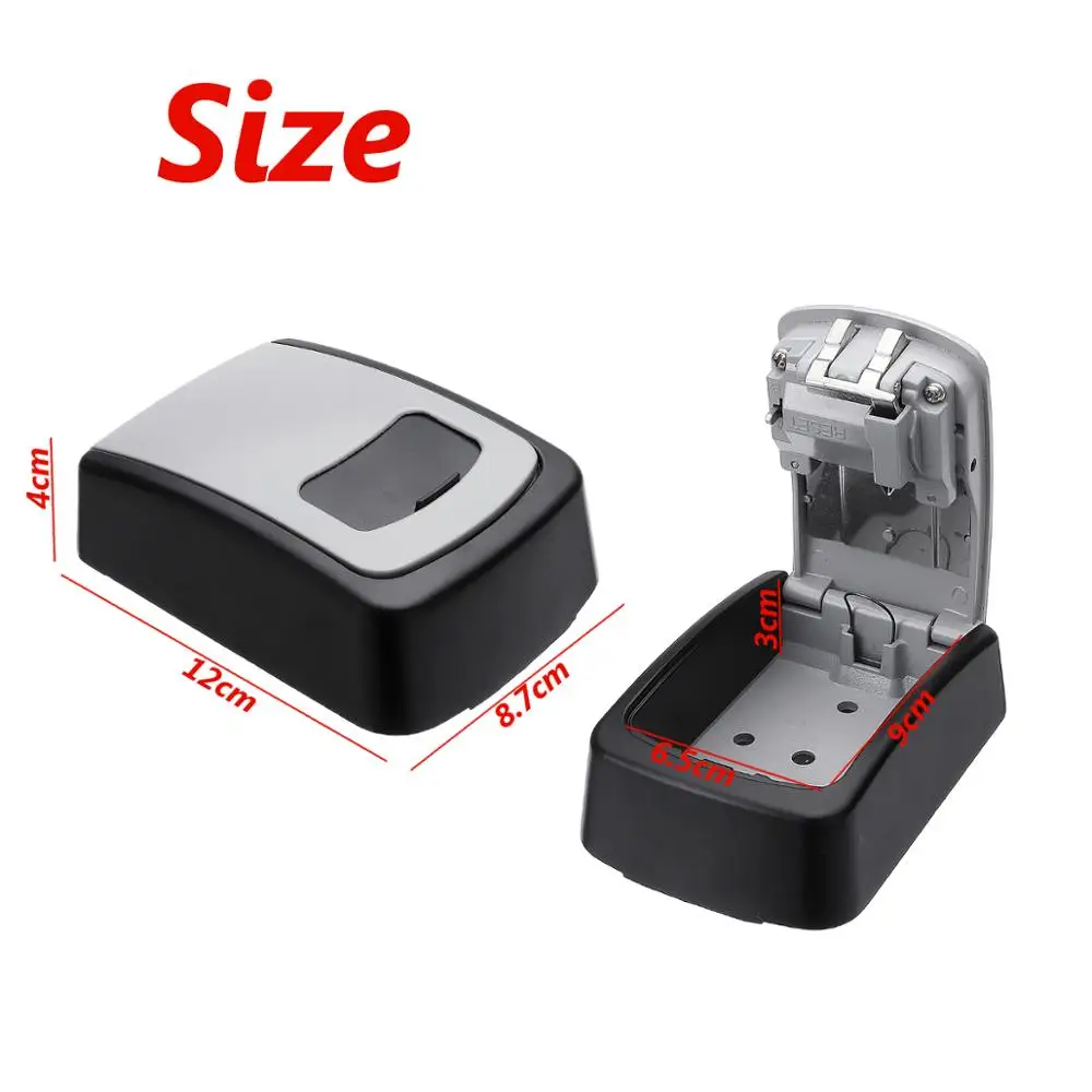 

Key Lock Box 4 Digit Combination Wall Mounted Aluminum alloy Key Safe Box Weatherproof Key Storage Lock Box Indoor Outdoor