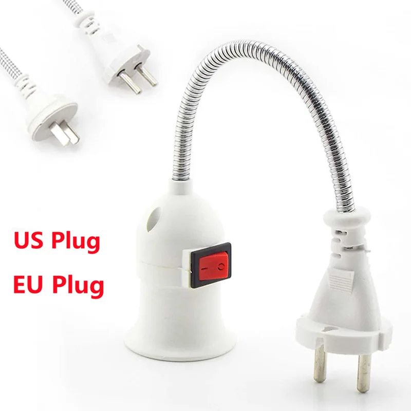 

Патрон для лампы E27, энергосберегающий держатель для светодиодных ламп с выключателем, с вилкой для ЕС и США