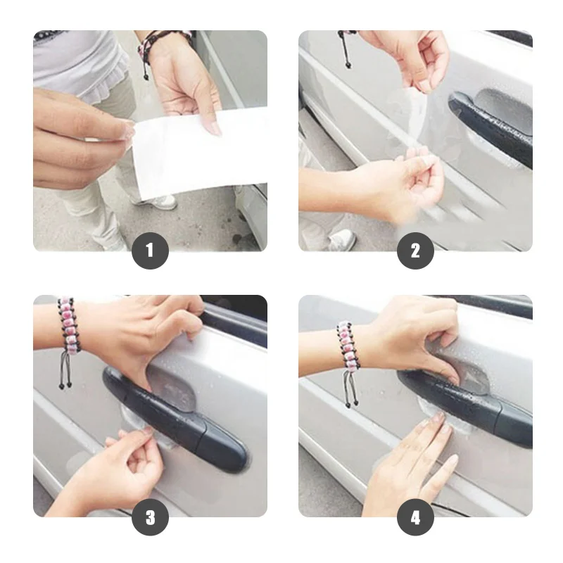 

4pcs Universal Invisible Car Door Handle Scratches Automobile Shakes Protective Vinyl Protector Films Car Handle Accessories